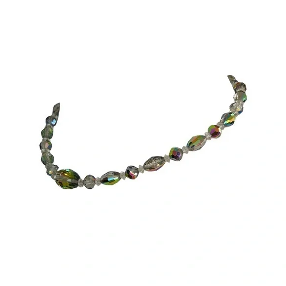 Gorgeous Vintage Smoked Heliotrope Crystal Necklace‎